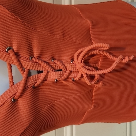 𝅺POUR Moi Ribbed One Piece Lace Up Swim Suit - Picture 4 of 6
